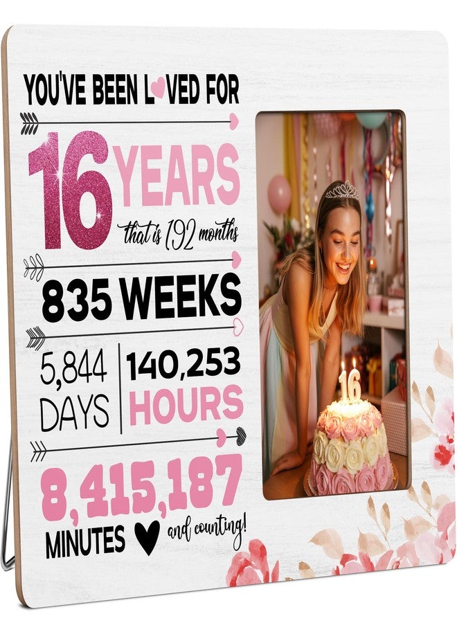 HODODAN Sweet Sixteen Picture Frame Gifts for Girl, Sweet 16 Birthday Frame Gifts for Girls, You Have Been Loved for 16 Years Picture Frame, 4x6 inch Photo - Image 1